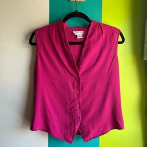 Vintage Silk Pink Sleeveless Blouse